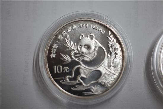 A cased collection of 900 and 925 standard Chinese proof silver commemorative coins
